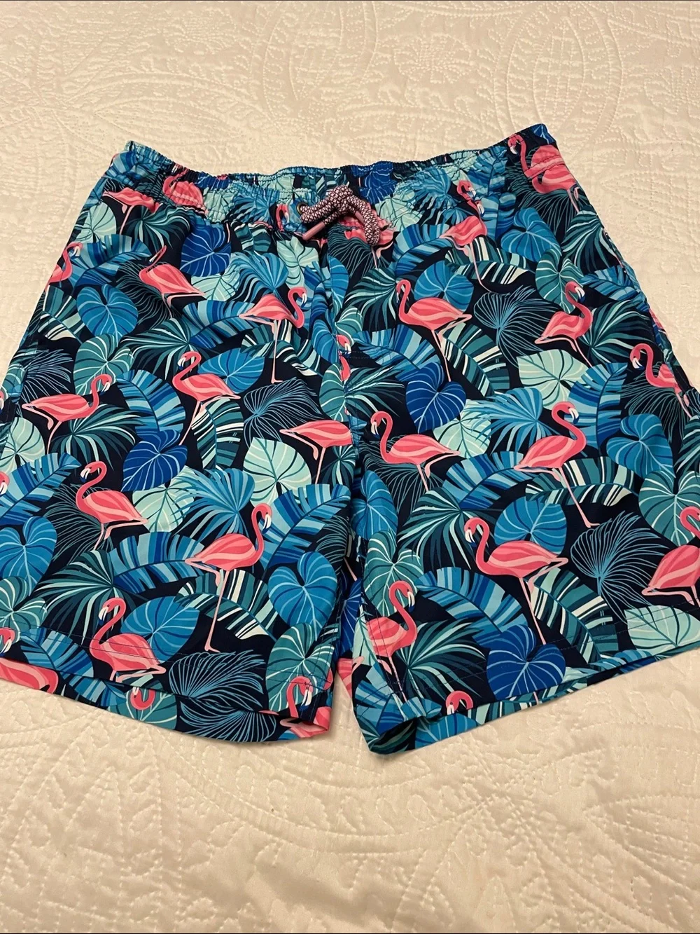 NWOT Member’s Mark Men’s Resort Swim Trunks Medium Tropical Flamingo Pattern